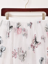 【2色展開】Meridian バタフライ柄 刺繍 チュールスカート