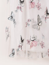 【2色展開】Meridian バタフライ柄 刺繍 チュールスカート