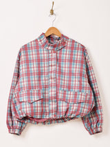 【2色展開】Elcamino チェック柄 フェイクスエード ショートブルゾン