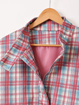 【2色展開】Elcamino チェック柄 フェイクスエード ショートブルゾン