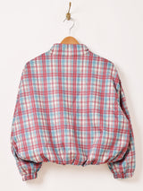 【2色展開】Elcamino チェック柄 フェイクスエード ショートブルゾン