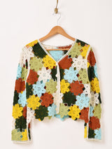 Elcamino フラワー クロシェ カーディガン