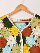 Elcamino フラワー クロシェ カーディガン