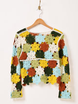 Elcamino フラワー クロシェ カーディガン