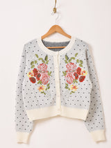 【2色展開】Meridian フラワー ビーズ刺繍 カーディガン