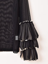 【4色展開】Meridian タートルネック フリルスリーブ シアーカットソー