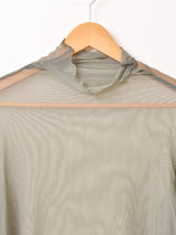 【4色展開】Meridian タートルネック フリルスリーブ シアーカットソー