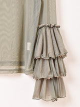 【4色展開】Meridian タートルネック フリルスリーブ シアーカットソー