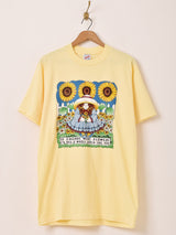 90's〜 アメリカ製 ひまわり 女の子 プリントTシャツ