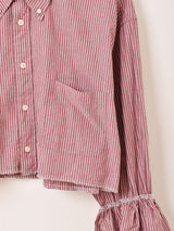 リメイク ラッフルスリーブ ストライプ 長袖シャツ