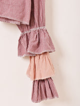 リメイク ラッフルスリーブ ストライプ 長袖シャツ