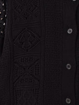 【2色展開】Meridian ニット×コットンレース 半袖 カーディガン