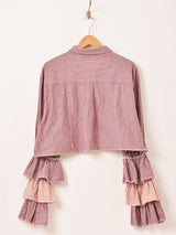 リメイク ラッフルスリーブ ストライプ 長袖シャツ