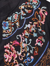 【2色展開】Meridian 刺繍 長袖 ギャザーブラウス
