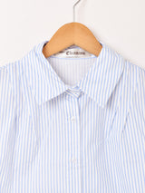 【3色展開】Elcamino ストライプ柄 フリルヘム ノースリーブシャツ