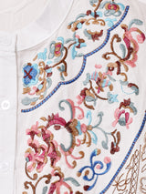 【2色展開】Meridian 刺繍 長袖 ギャザーブラウス