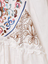 【2色展開】Meridian 刺繍 長袖 ギャザーブラウス