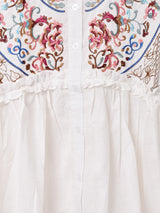 【2色展開】Meridian 刺繍 長袖 ギャザーブラウス