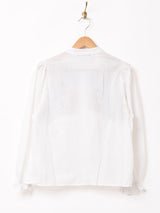 【2色展開】Meridian 刺繍 長袖 ギャザーブラウス