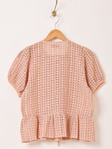 【2色展開】Emerald Motel カラフルストライプ メッシュ 半袖ブラウス