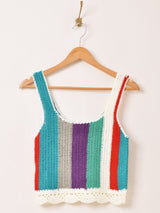 【2色展開】Elcamino カラフルストライプ クロシェ ビスチェ