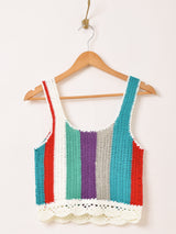 【2色展開】Elcamino カラフルストライプ クロシェ ビスチェ