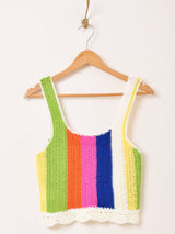 【2色展開】Elcamino カラフルストライプ クロシェ ビスチェ