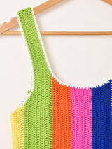 【2色展開】Elcamino カラフルストライプ クロシェ ビスチェ