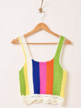 【2色展開】Elcamino カラフルストライプ クロシェ ビスチェ