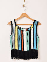 Elcamino カラフルストライプ フリンジ タンクトップ
