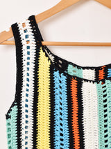 Elcamino カラフルストライプ フリンジ タンクトップ