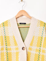 【2色展開】Meridian チェック柄 切り替えデザインカーディガン