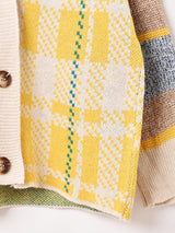 【2色展開】Meridian チェック柄 切り替えデザインカーディガン