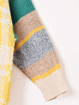 【2色展開】Meridian チェック柄 切り替えデザインカーディガン