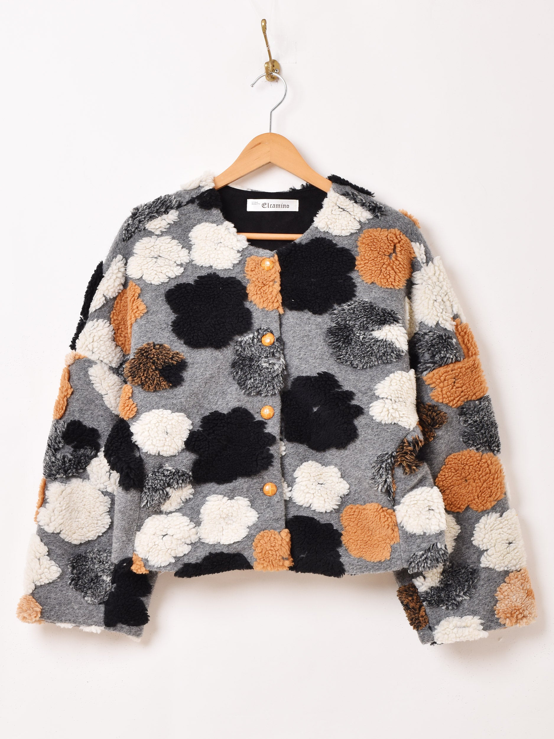 3色展開】Elcamino 花柄 ボア ノーカラージャケット – 古着屋Top of