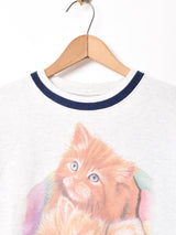 アメリカ製 切り替えデザイン ネコプリント スウェットシャツ