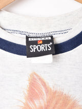 アメリカ製 切り替えデザイン ネコプリント スウェットシャツ