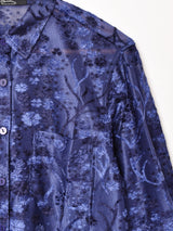 【3色展開】Meridian 織柄 長袖 シアーシャツ