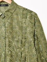 【3色展開】Meridian 織柄 長袖 シアーシャツ