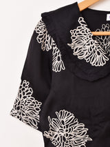 【2色展開】Emerald Motel 刺繍 オーガンジー 半袖ブラウス