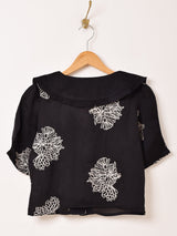 【2色展開】Emerald Motel 刺繍 オーガンジー 半袖ブラウス