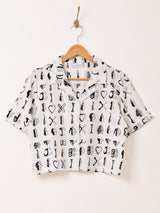 Emerald Motel モノグラム柄 半袖 オープンカラーシャツ