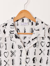 Emerald Motel モノグラム柄 半袖 オープンカラーシャツ