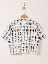 Emerald Motel モノグラム柄 半袖 オープンカラーシャツ