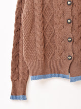 【2色展開】Meridian ケーブル編み パイピング カーディガン