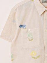 【2色展開】Emerald Motel フラワー刺繍 半袖シャツ