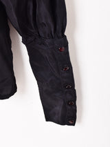 イタリア製 ラッフルカラー 長袖 ブラウス