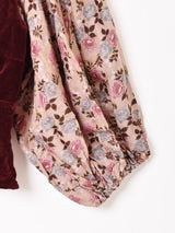 花柄 クロップド レースアップトップス