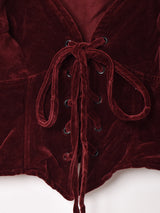 花柄 クロップド レースアップトップス