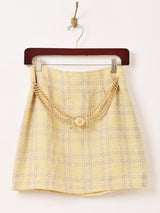 チェーン装飾付き ツイード ミニスカート